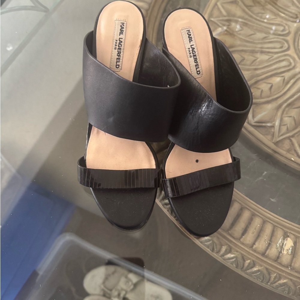 Karl Lagerfel black and white sandal